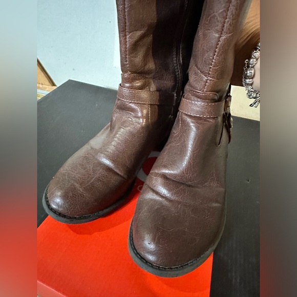 G by Guess Hustle Knee High Brown Logo Riding Boots - Picture 6 of 8